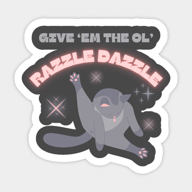 Cat Shirt 'Give 'Em The Ol' Razzle Dazzle' Graphic Tee, Funny Licking Cat Design, Casual Wear Unique Gift for Cat Lovers Sticker by TeeGeek Boutique